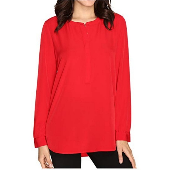 NYDJ Tops - 🎄NYDJ Red Blouse Jewel/Round Neckline